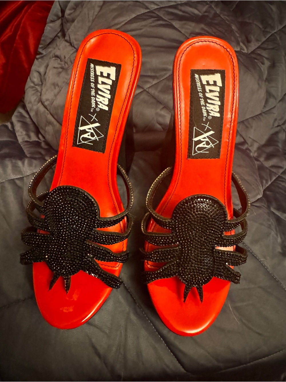 YRU x Elvira Beaded Spider Platforms Black and Red - Picture 2 of 7